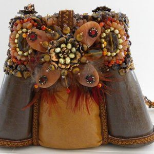 Mary-Frances-Brown-Leather-Beaded-Shoulder-strap